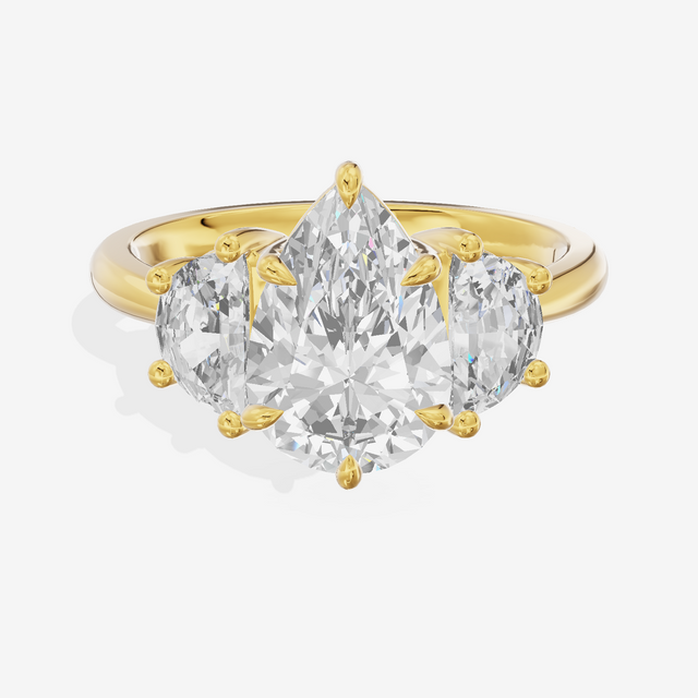 Vintage Sincere Three Stone Pear Engagement Ring (1/2 ct. tw.) in 14K Yellow Gold