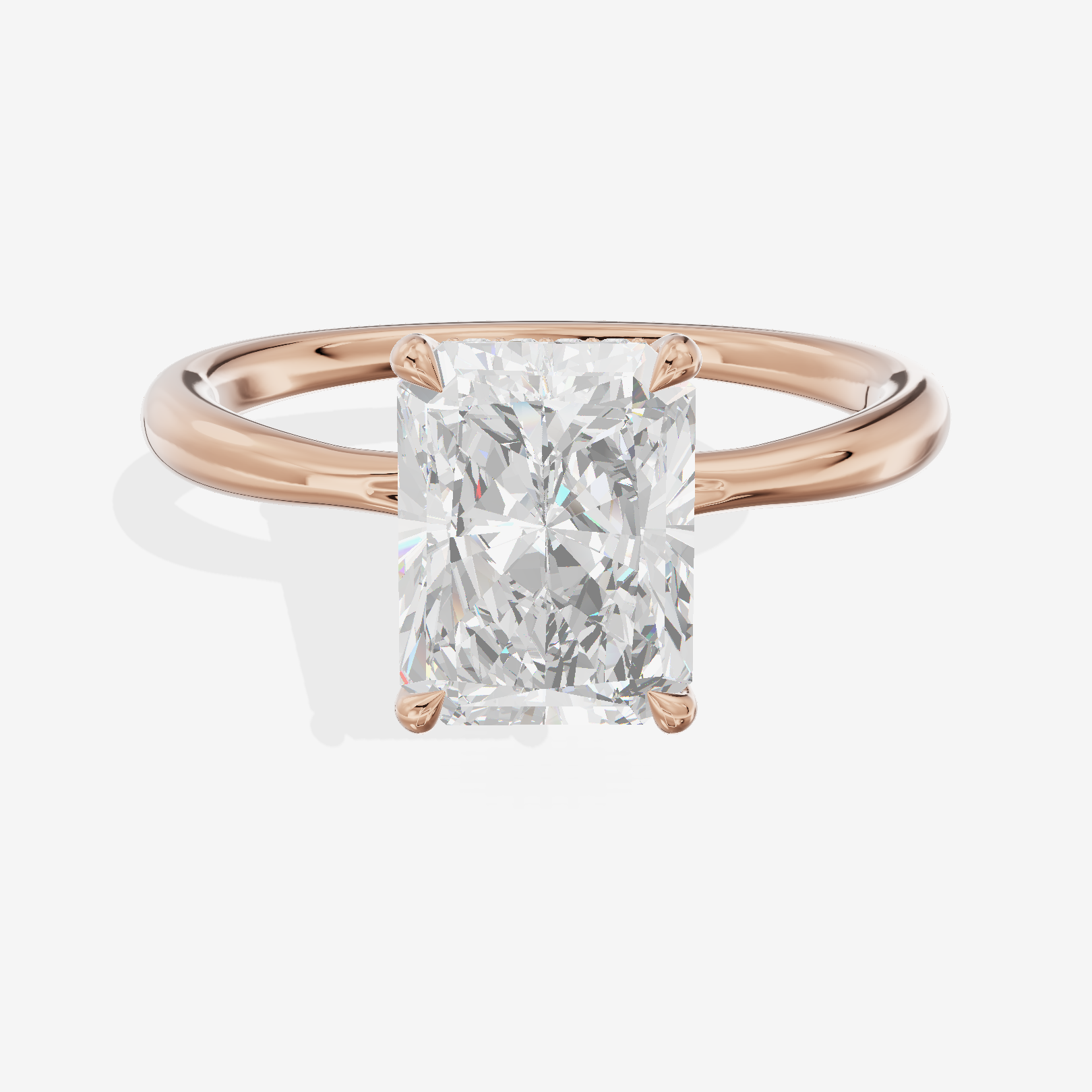 Adorae Radiant Hidden Halo Engagement Ring (1/20 ct. tw.) in 14K Rose Gold