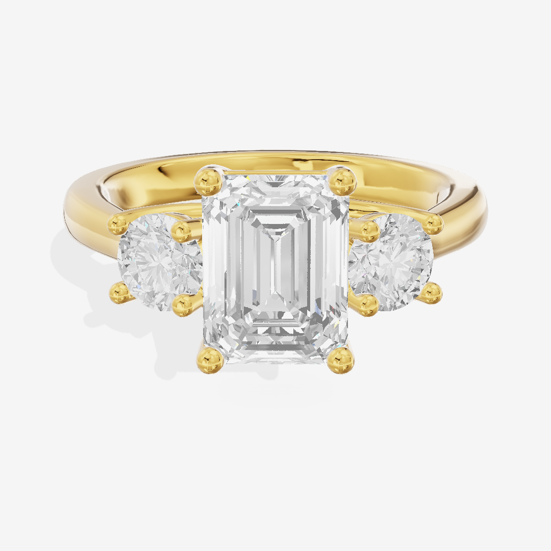 Petite Selenia Three Stone Emerald Engagement Ring (1/3 ct. tw.) in 14K Yellow Gold