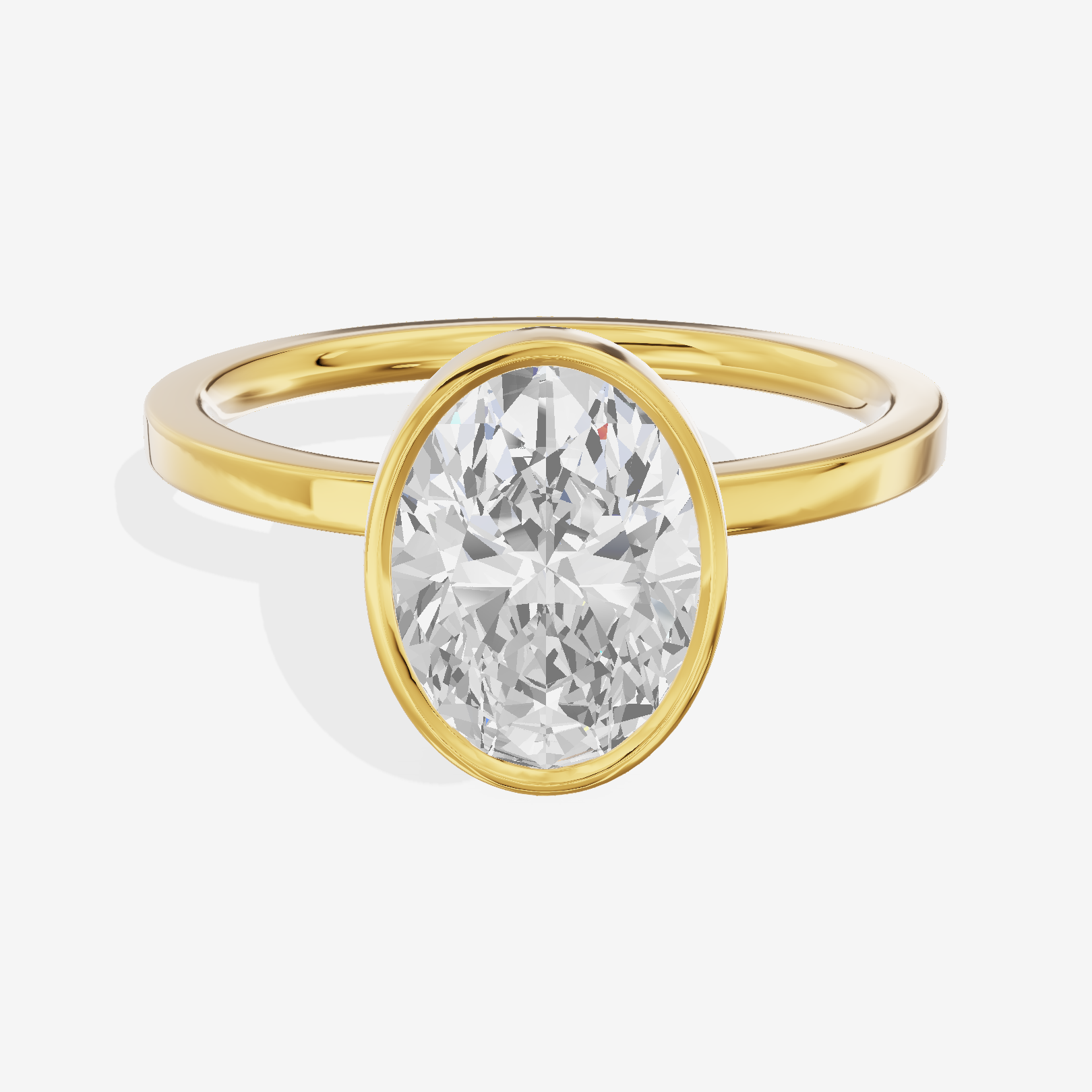 One of One Classic 1.5mm Oval Bezel Engagement Ring in 18K Yellow Gold