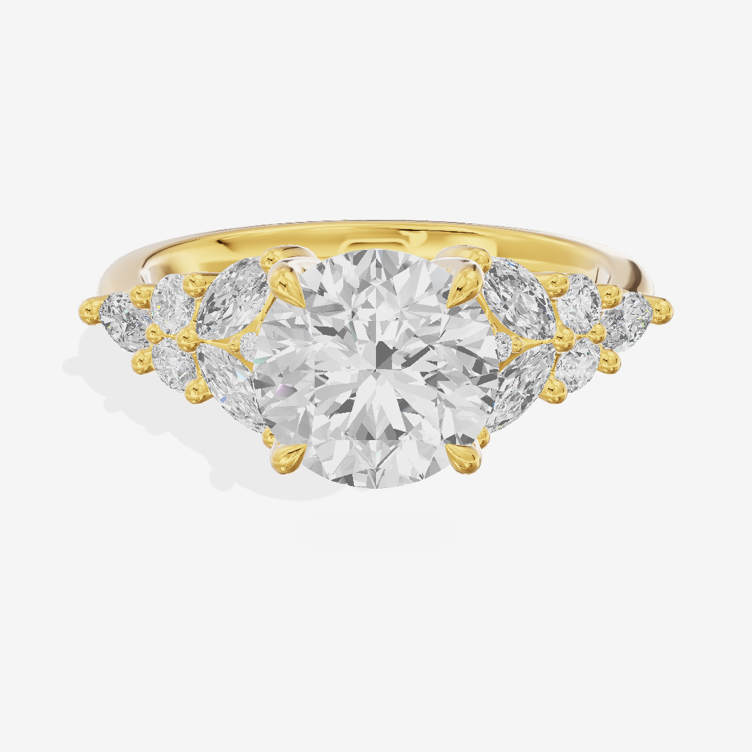 Modern Heartline Round Engagement Ring with Side Stones (1/2 ct. tw.) in 14K Yellow Gold