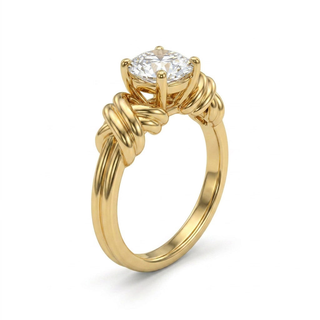 Solitaire Round Engagement Ring (1 ct.) in 18K Yellow Gold