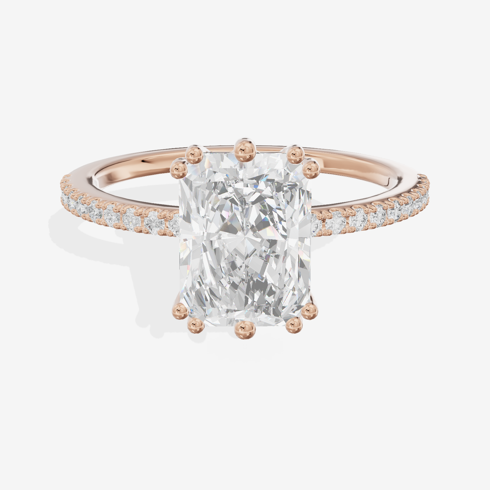 Luxe Mirelle Radiant Hidden Halo Engagement Ring (1/6 ct. tw.) in 14K Rose Gold