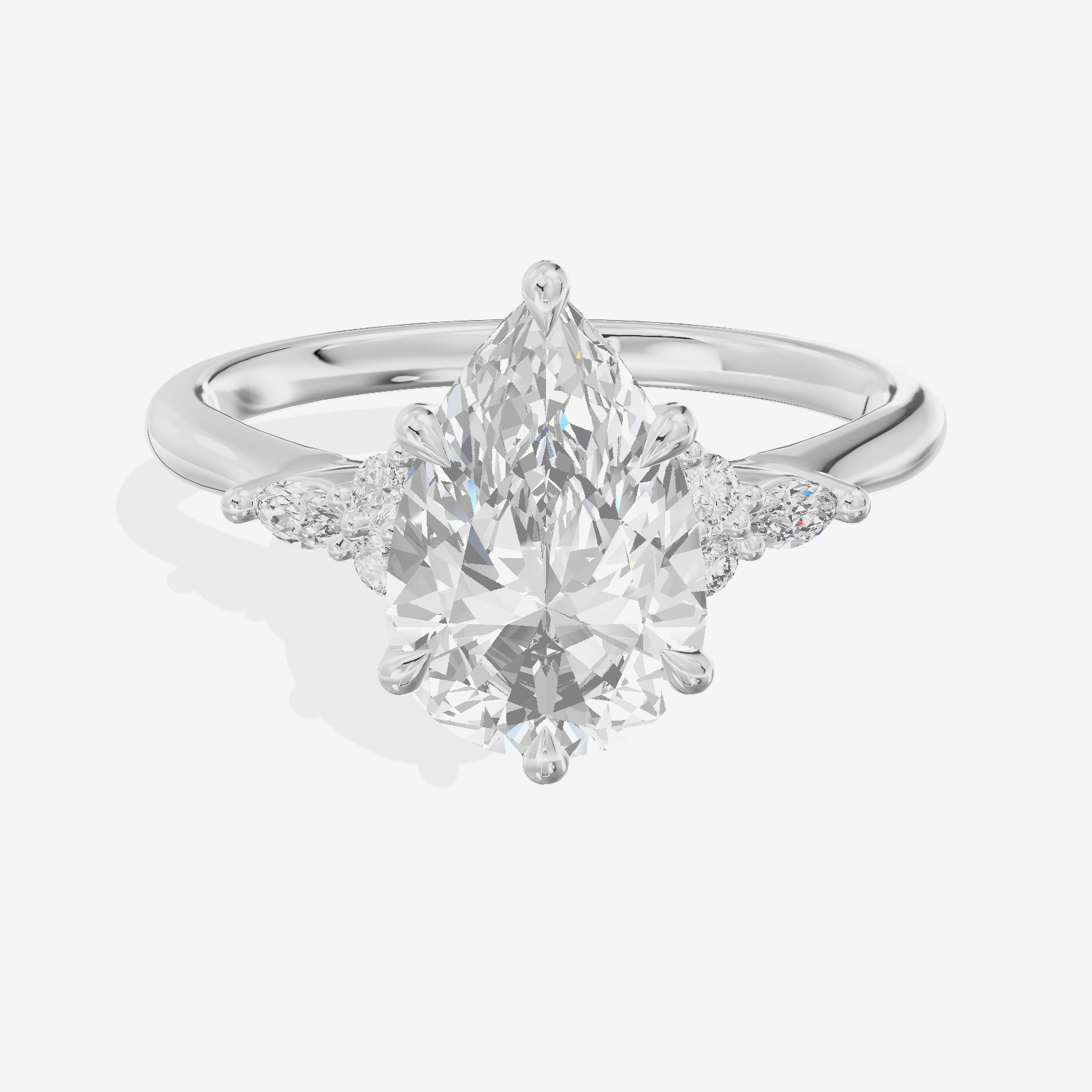 Tender Heartline Pear Engagement Ring with Side Stones (1/10 ct. tw.) in Platinum