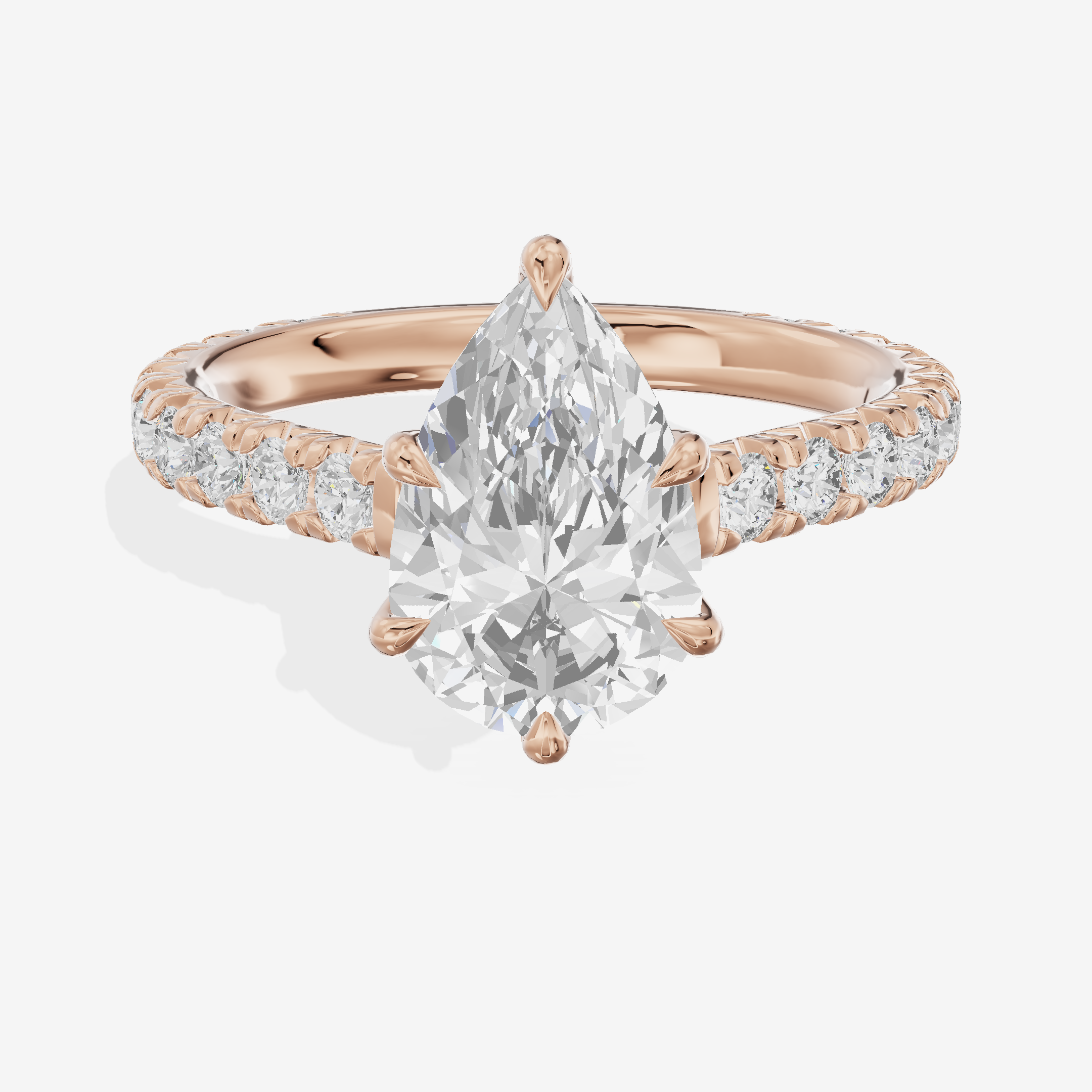 Tender Trueheart Pear Engagement Ring with Side Stones (1/2 ct. tw.) in 18K Rose Gold