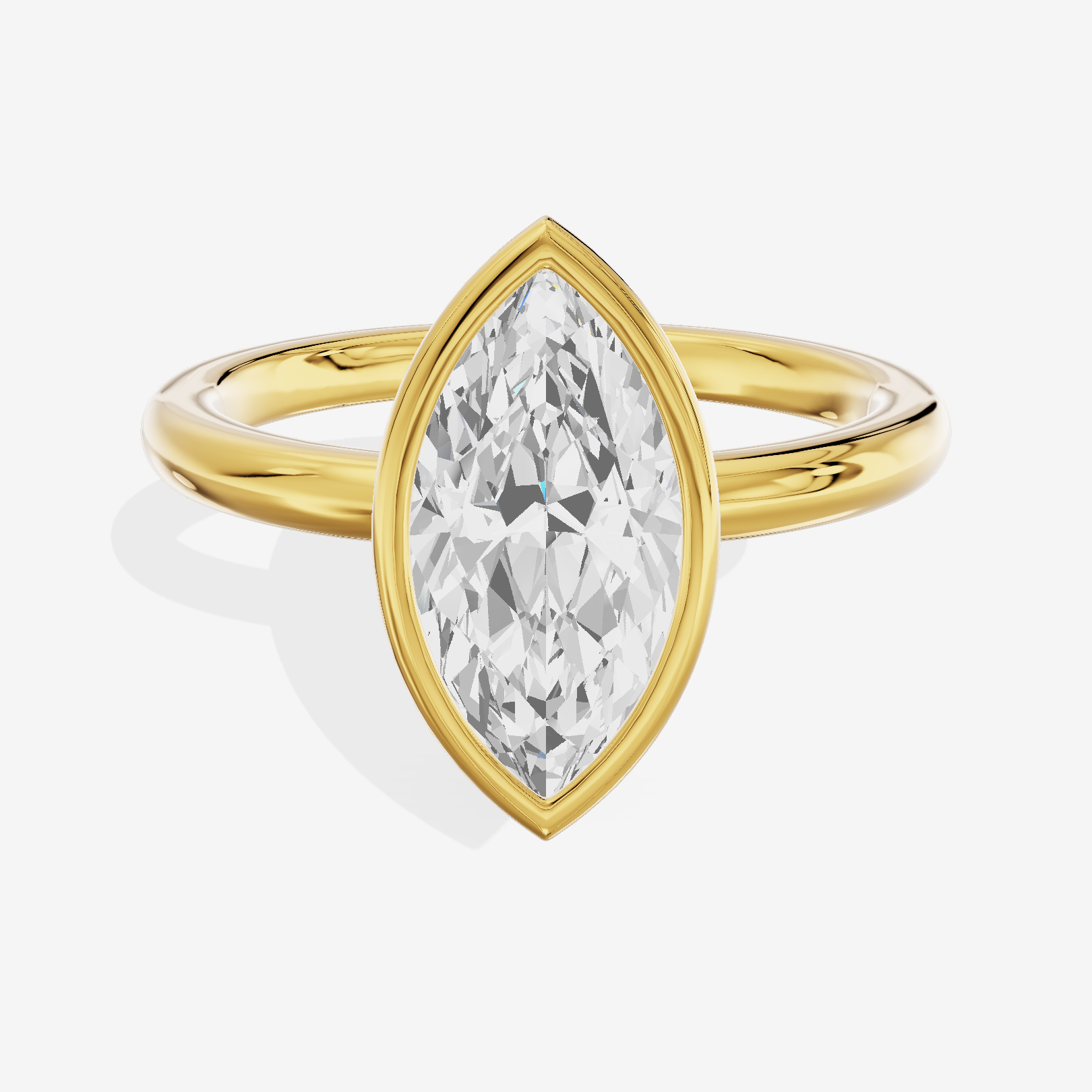 Tensare Bezel 2mm Marquise Solitaire Engagement Ring in 14K Yellow Gold