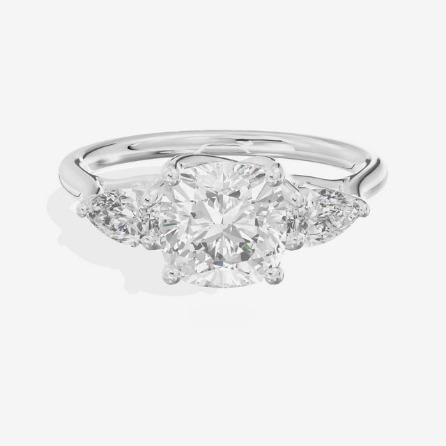 Grand Vowsae Three Stone Cushion Engagement Ring (2/5 ct. tw.) in 18K White Gold