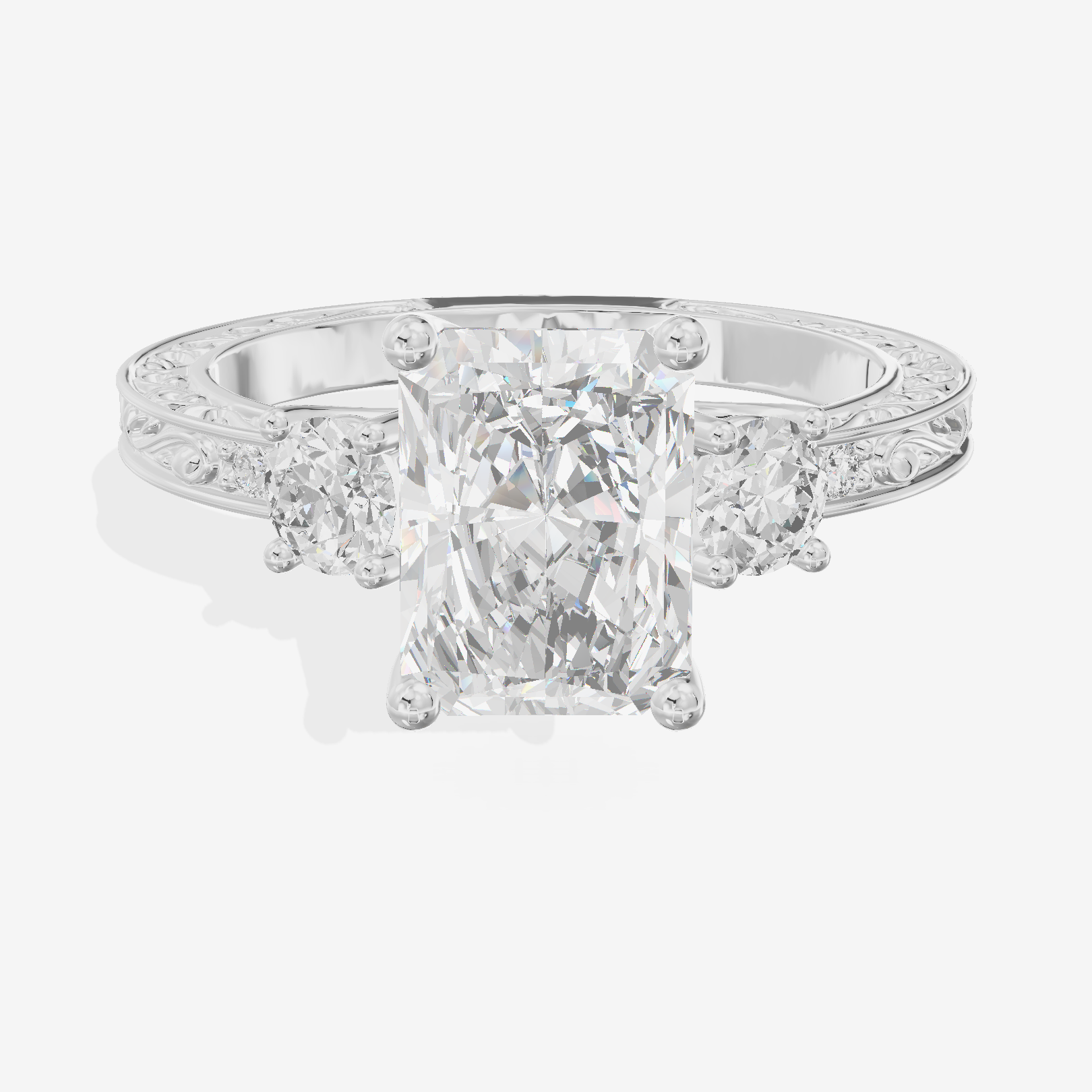 Petite Promezza Three Stone Radiant Engagement Ring (2/5 ct. tw.) in 14K White Gold