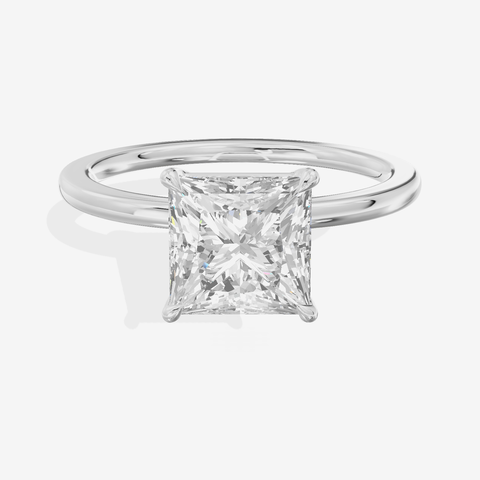 Charmae Ring 1.4mm Princess Solitaire Engagement Ring in 14K White Gold