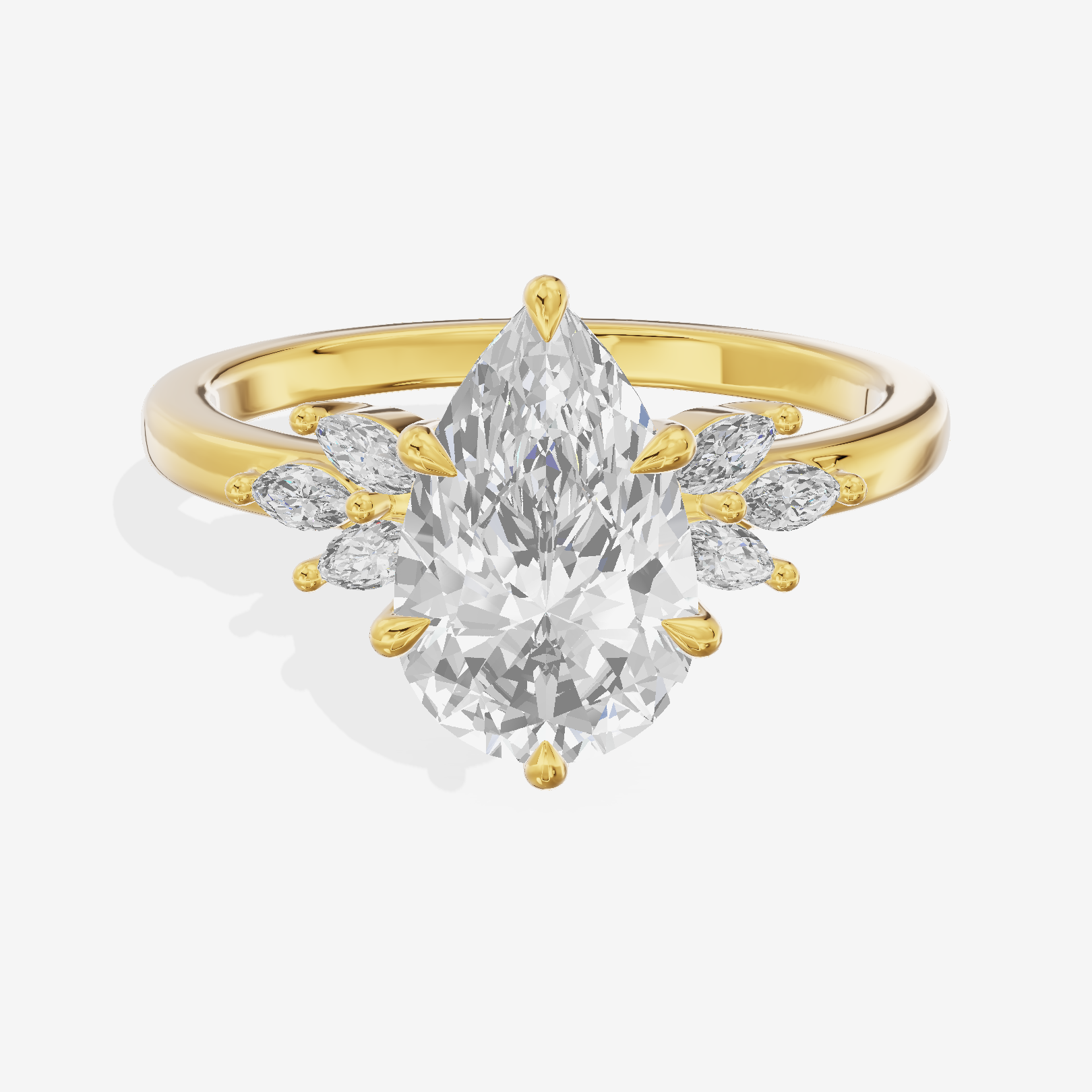 Modern Halcyon Pear Engraved Engagement Ring (1/5 ct. tw.) in 18K Yellow Gold