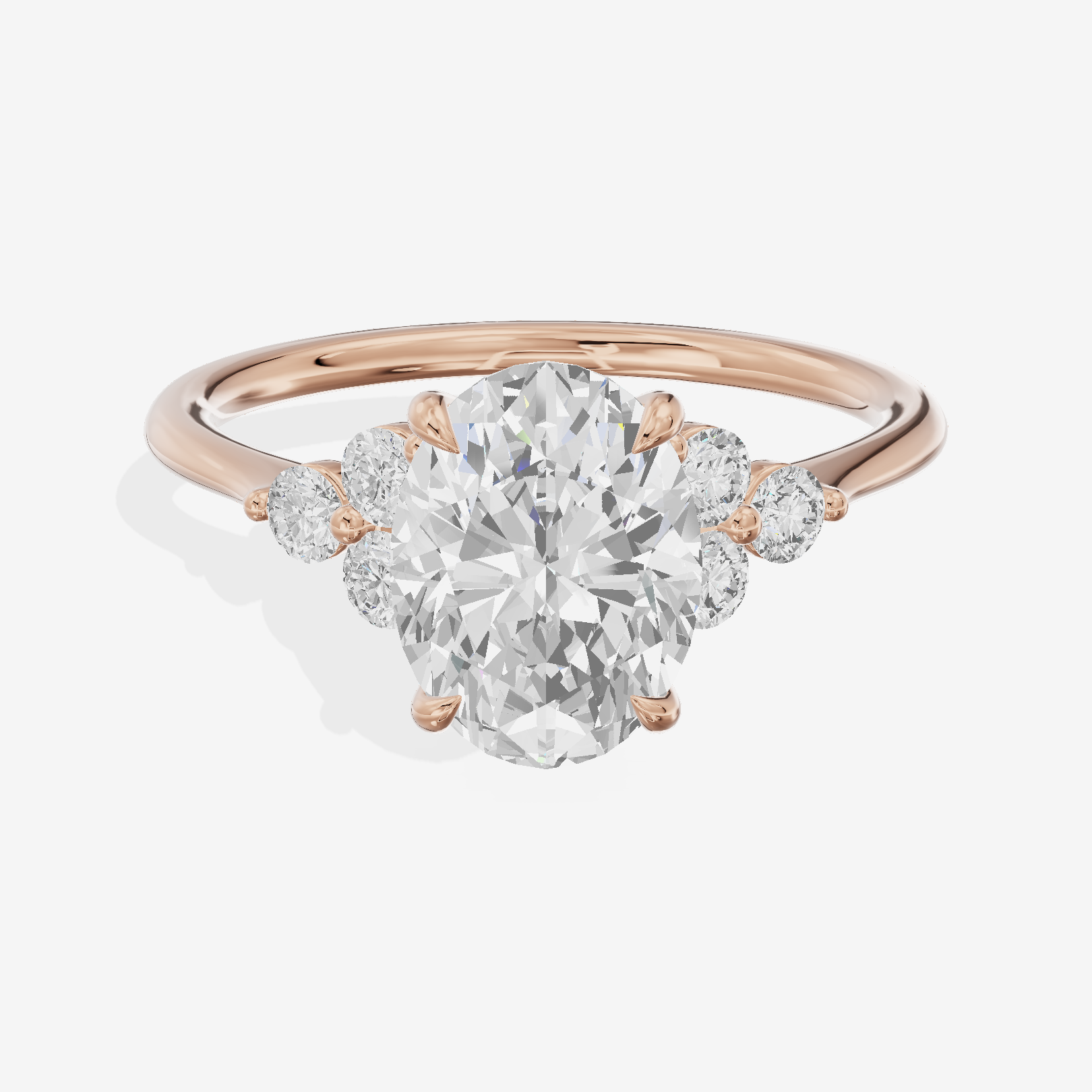 Luxe Trueheart Oval Engagement Ring with Side Stones (1/5 ct. tw.) in 14K Rose Gold