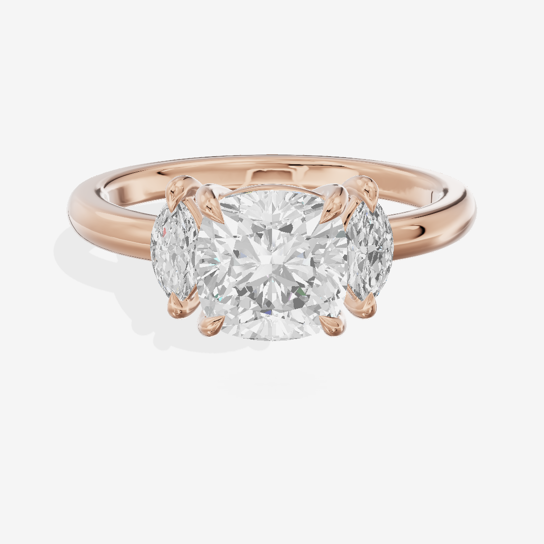Twine Three Stone Cushion Engagement Ring (1/3 ct. tw.) in 18K Rose Gold