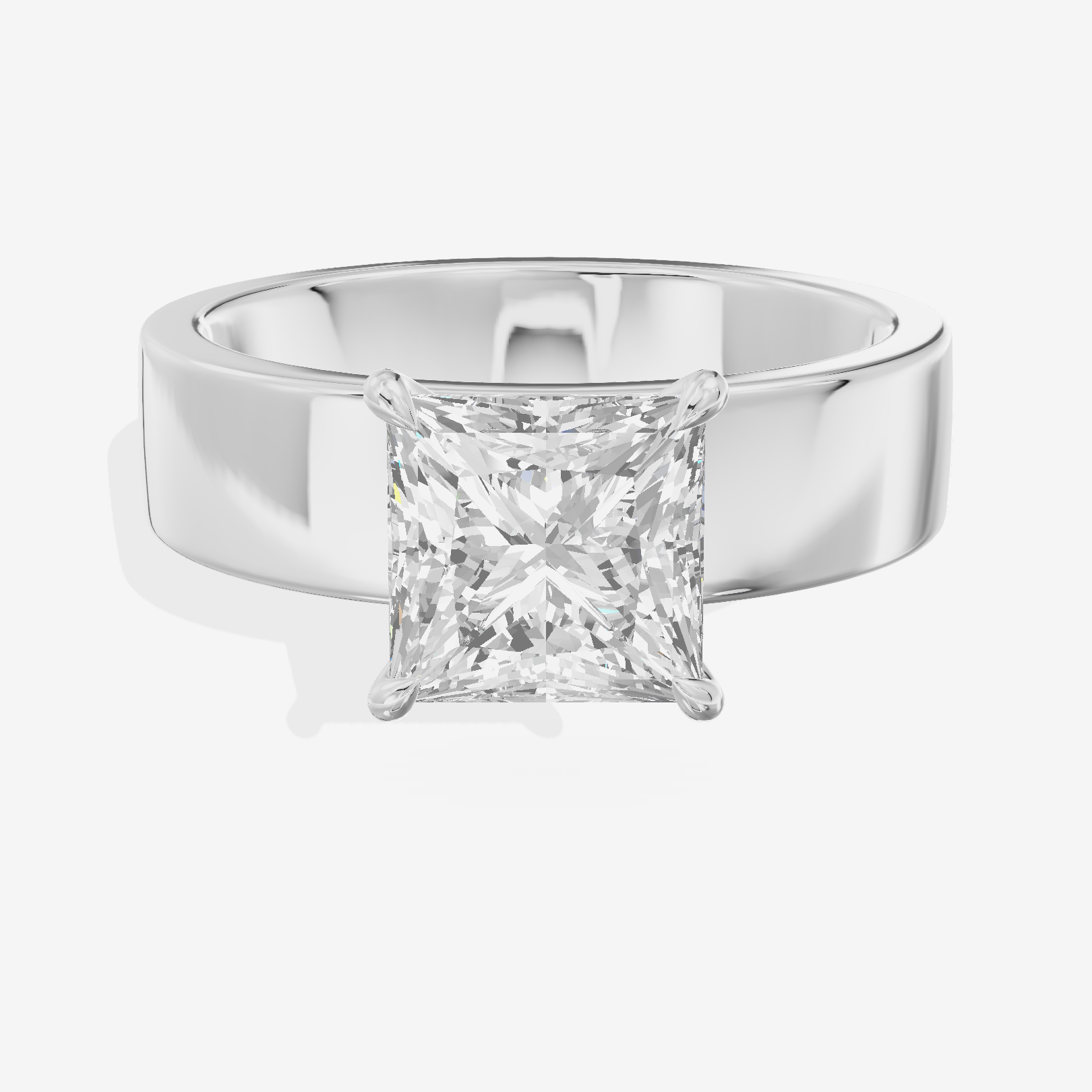 Lustrous Promezza Princess Engagement Ring with Side Stones (1/20 ct. tw.) in 14K White Gold