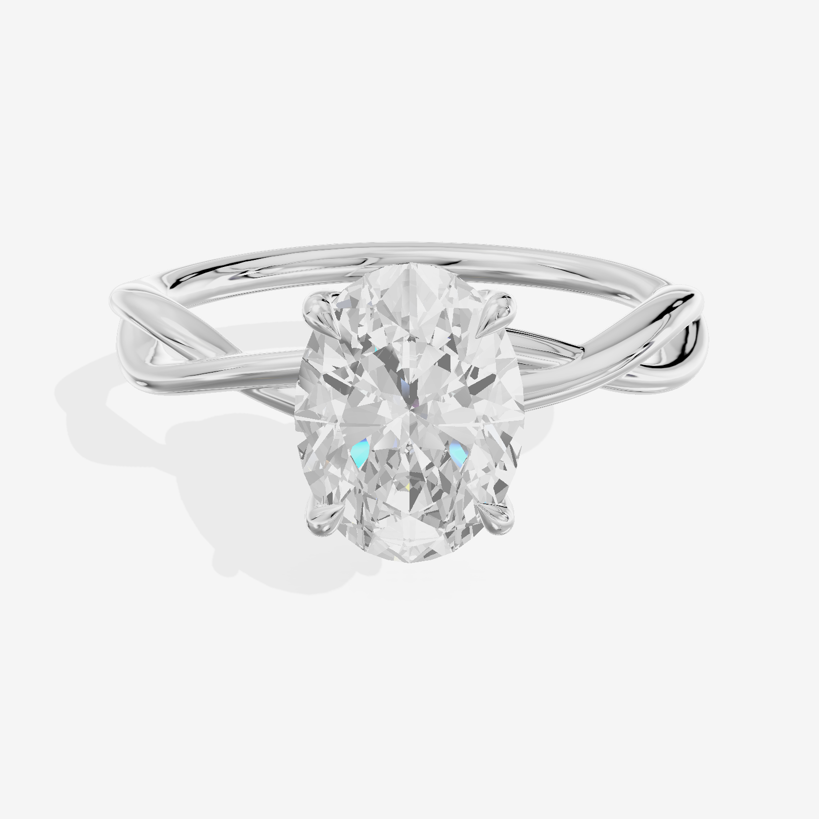 Twined Sincere Oval Twisted Engagement Ring in 14K White Gold