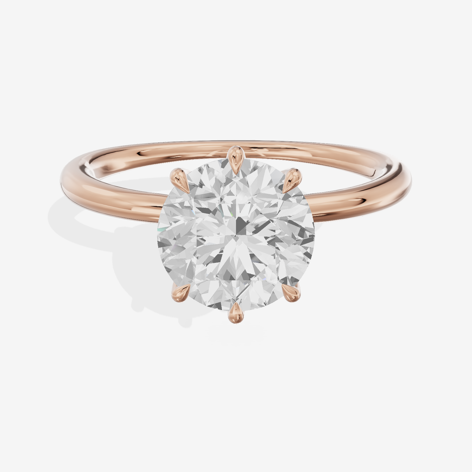 Modern Aimora 2.3mm Round Six-Prong Engagement Ring in 18K Rose Gold