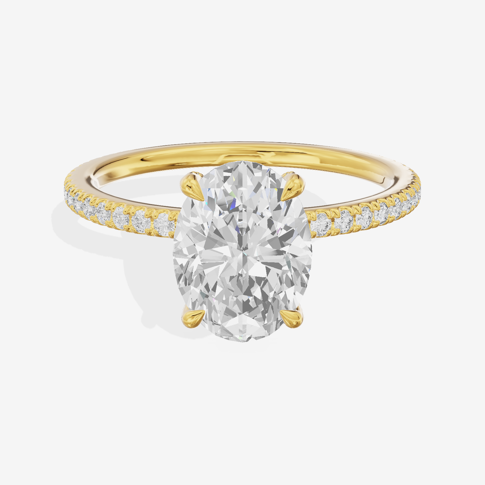 Lustrous Sincere Oval Engagement Ring with Side Stones (1/3 ct. tw.) in 18K Yellow Gold
