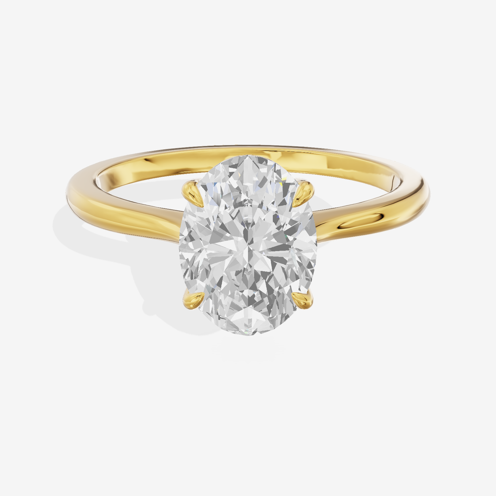 Bowed Adorae 1.5mm Oval Solitaire Engagement Ring in 18K Yellow Gold