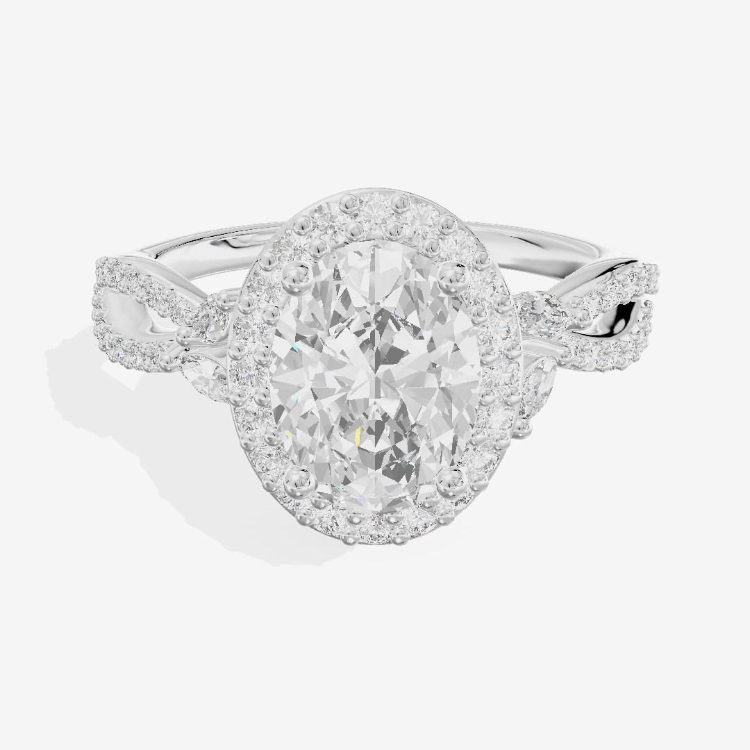 Luxe Reverya Oval Hidden Halo Engagement Ring (2/5 ct. tw.) in 14K White Gold