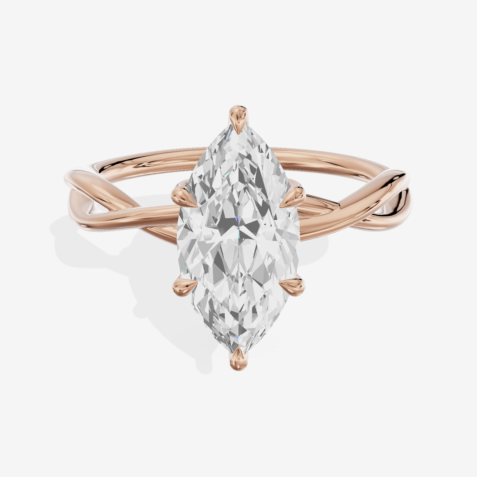 Twined Sincere Marquise Twisted Engagement Ring in 18K Rose Gold