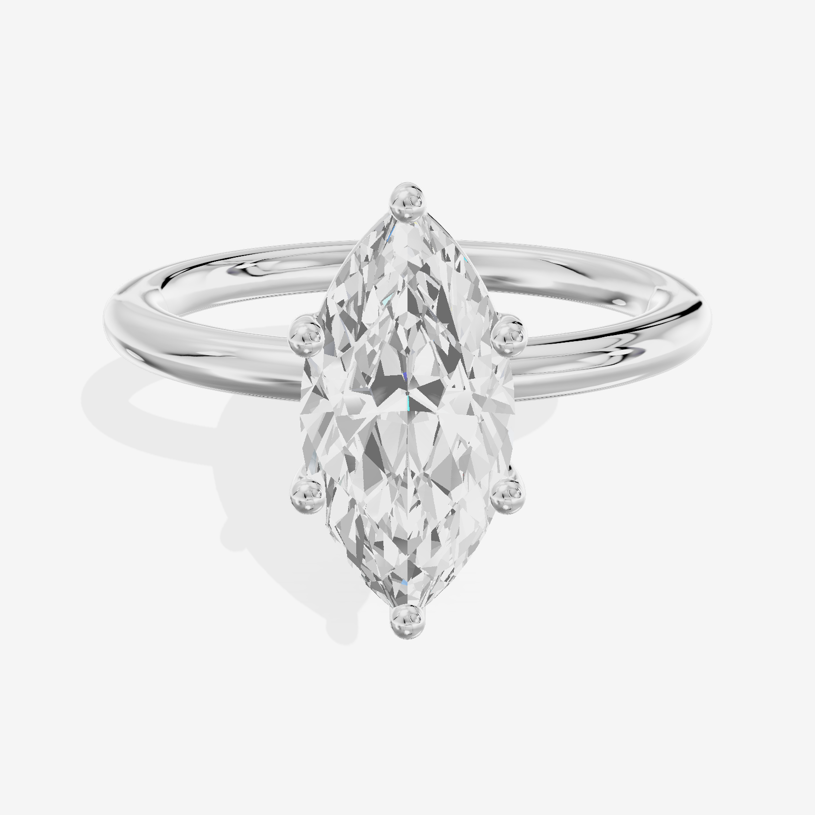 Tender 2mm Marquise Solitaire Engagement Ring in 14K White Gold