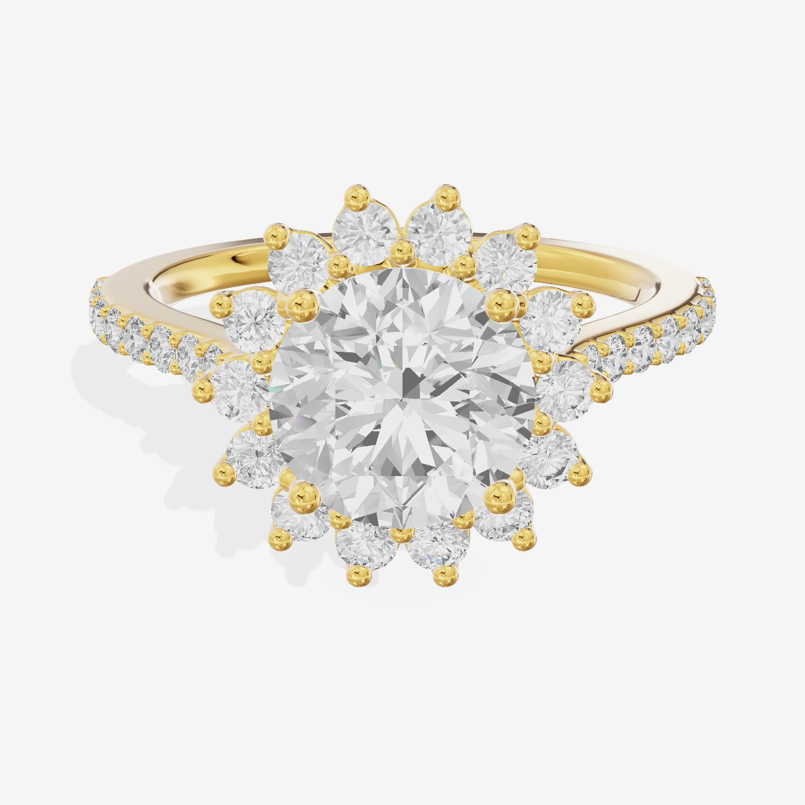 Sincere Halo Round Engagement Ring (1/15 ct. tw.) in 18K Yellow Gold