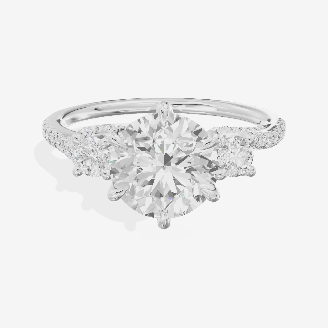 Luxe Triade Round Three Stone Engagement Ring (1/2 ct. tw.) in 14K White Gold
