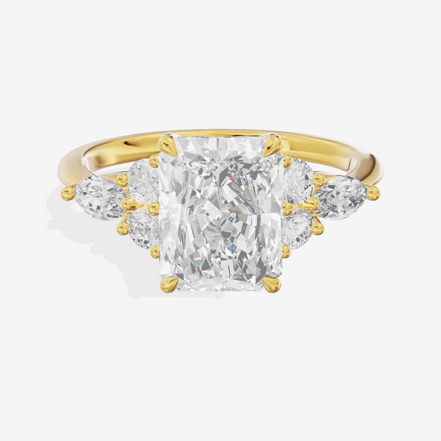 Luxe Vowsae Radiant Engagement Ring with Side Stones (2/5 ct. tw.) in 18K Yellow Gold