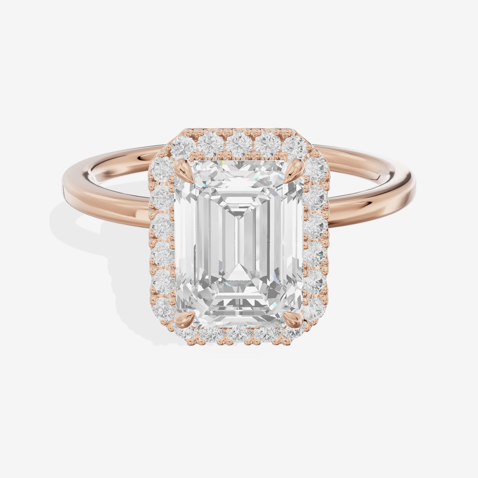 Lumina Halo Ring Emerald Engagement Ring (1/4 ct. tw.) in 18K Rose Gold