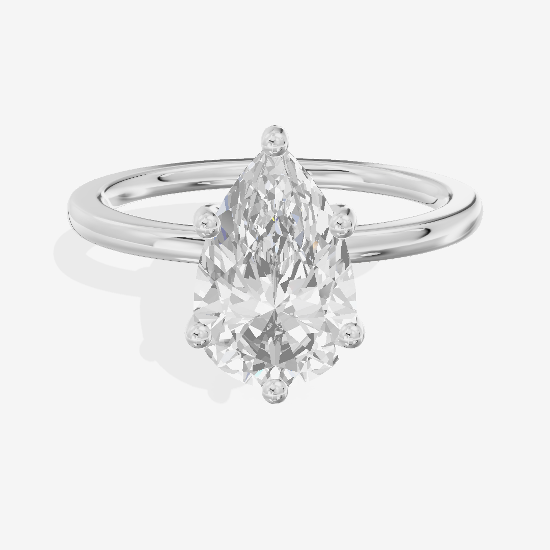 Grand Reverya Pear Hidden Halo Engagement Ring (1/20 ct. tw.) in 14K White Gold