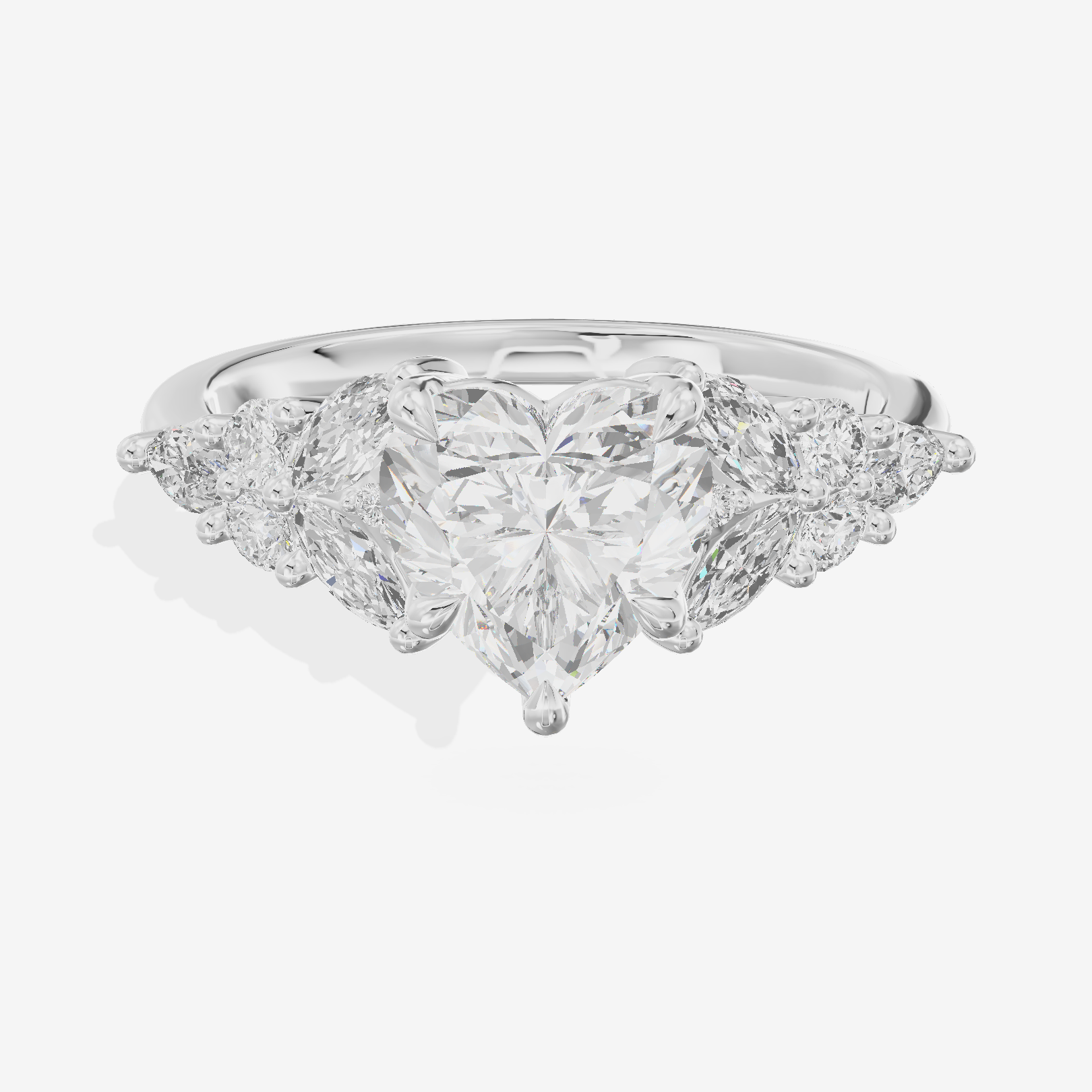 Tender Trueheart Heart Engagement Ring with Side Stones (1/2 ct. tw.) in 18K White Gold