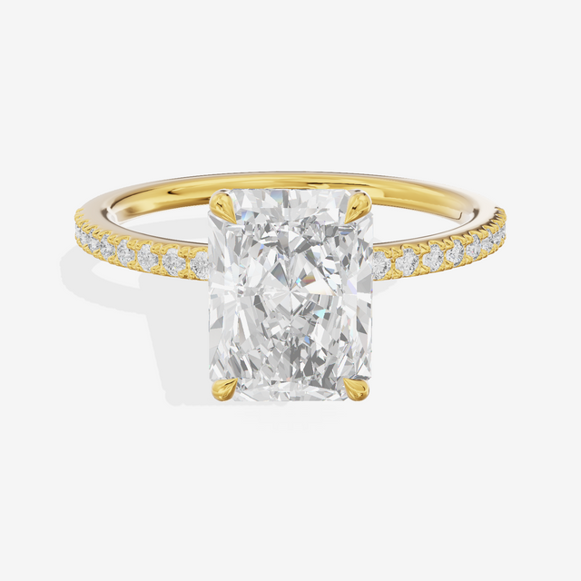 Tender Vowsae Radiant Engagement Ring with Side Stones (1/8 ct. tw.) in 18K Yellow Gold