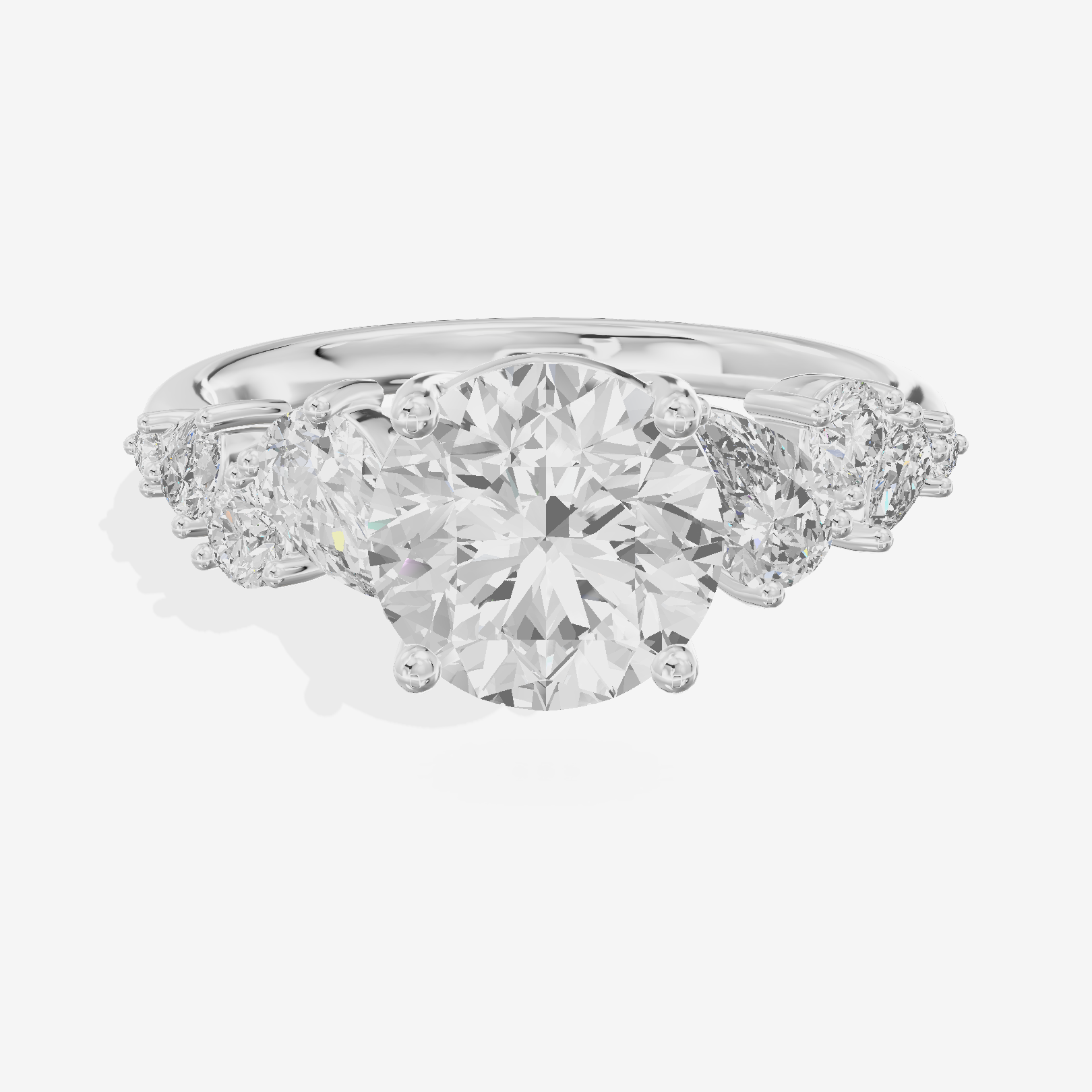 Selenia Cathedral 1.5mm Round Solitaire Engagement Ring in 14K White Gold