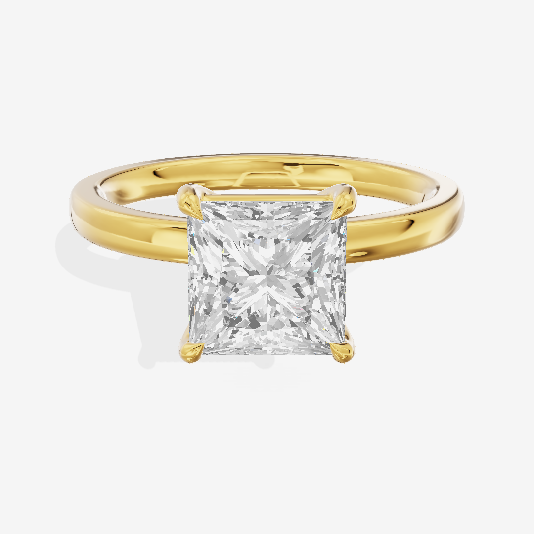 Petite Eversince 2mm Princess Solitaire Engagement Ring in 18K Yellow Gold