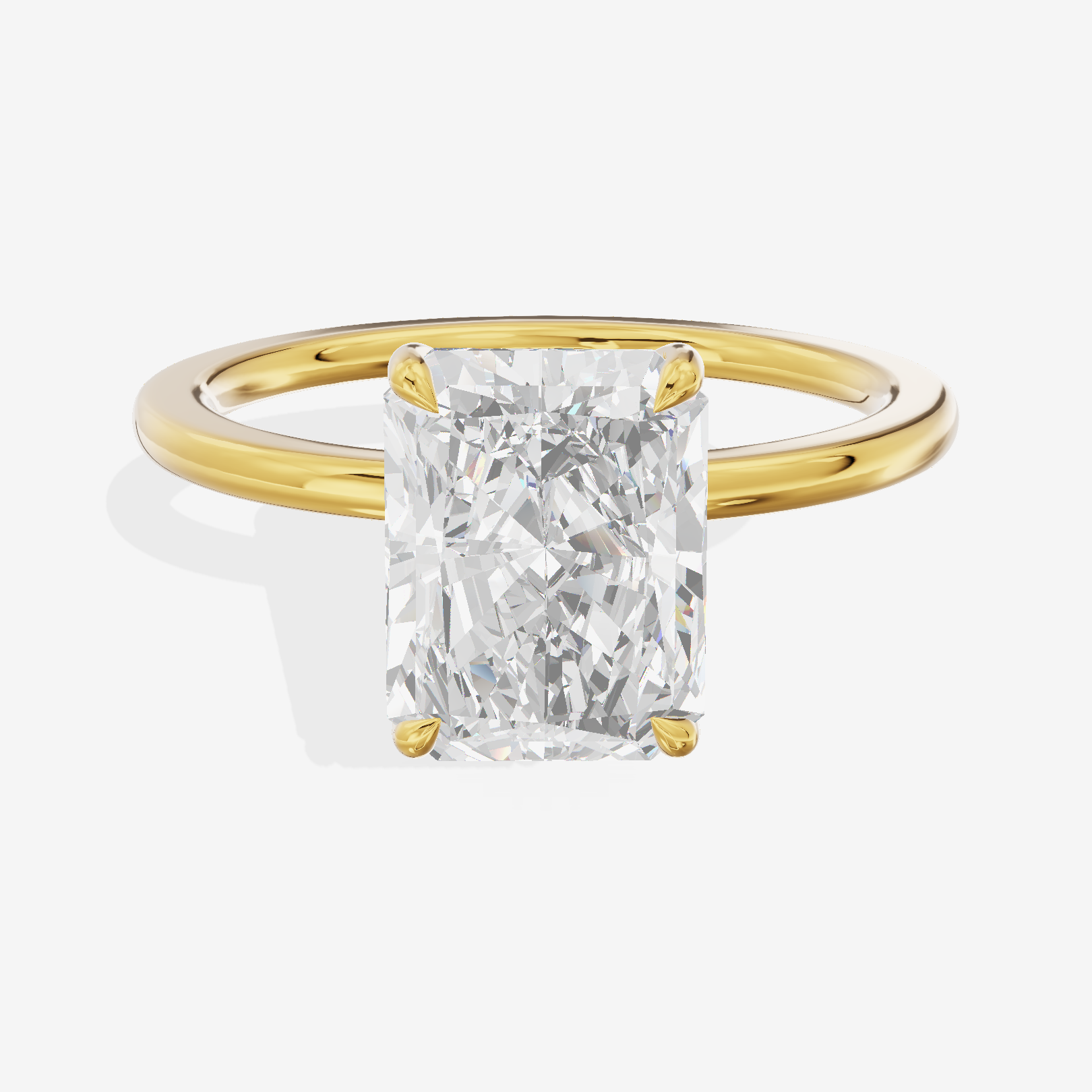 Coeurine Hidden Halo Radiant Engagement Ring (1/20 ct. tw.) in 18K Yellow Gold