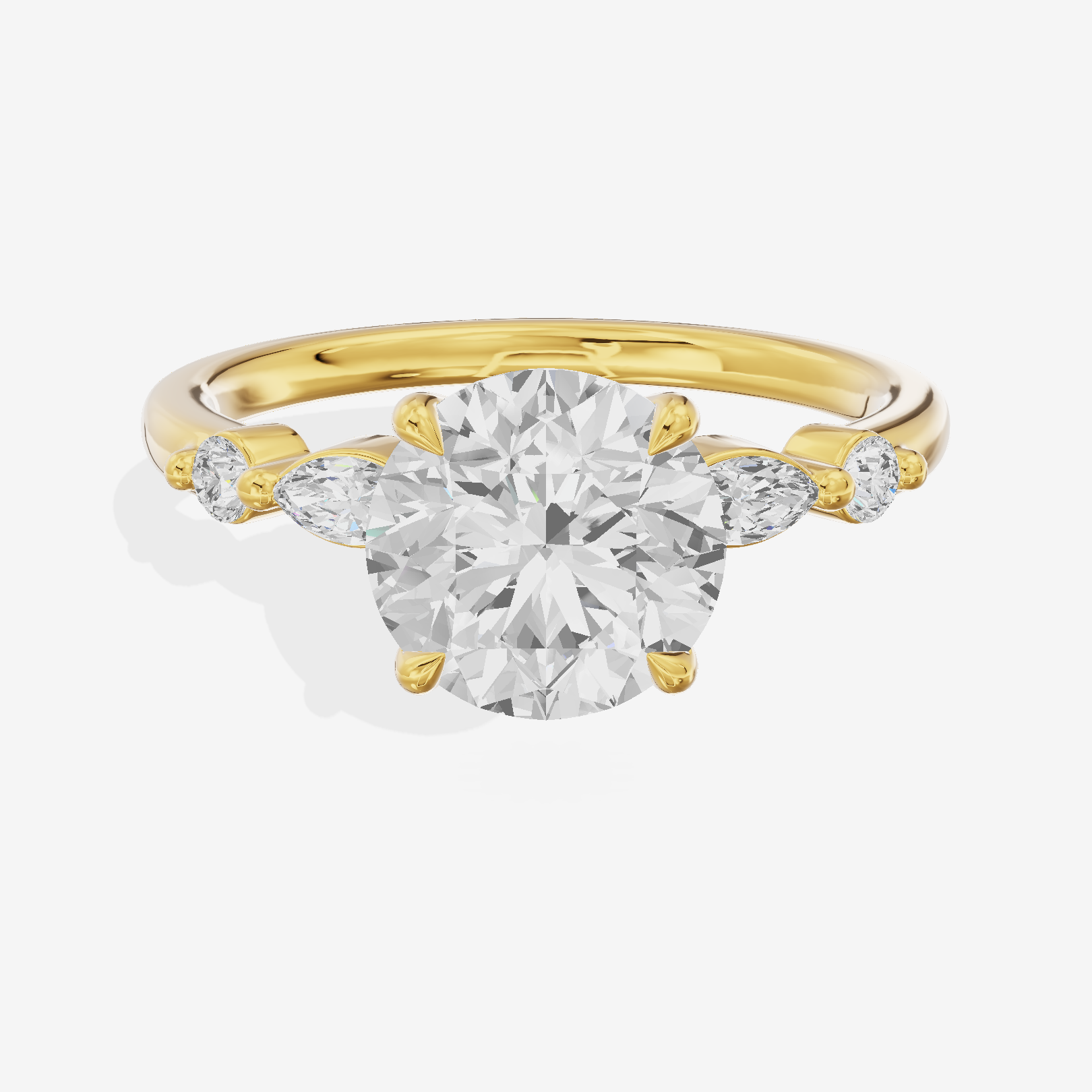 Eternal Promezza Round Engagement Ring with Side Stones (1/6 ct. tw.) in 14K Yellow Gold