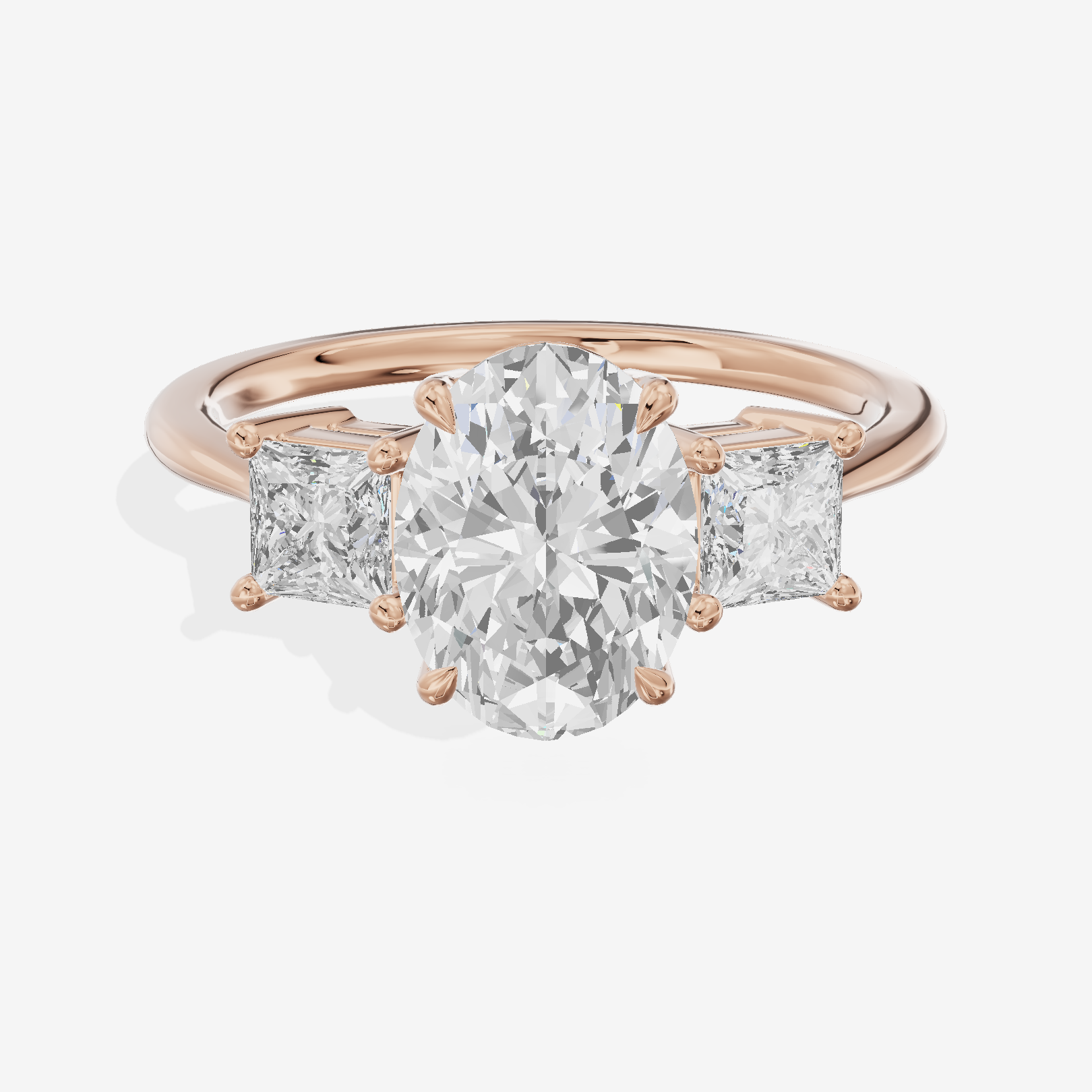 Royal Coeurine Three Stone Oval Engagement Ring (1/2 ct. tw.) in 14K Rose Gold