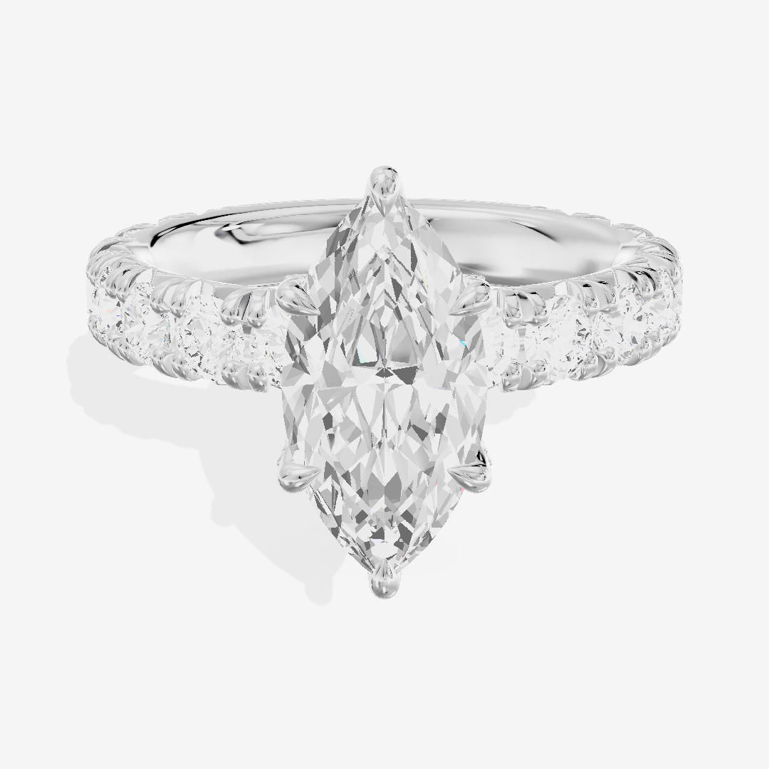 Crowned Sincere Marquise Engagement Ring with Side Stones (3/4 ct. tw.) in 14K White Gold