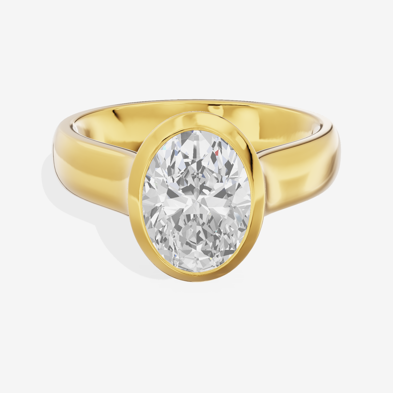 Cherubine 4mm Oval Bezel Engagement Ring in 18K Yellow Gold