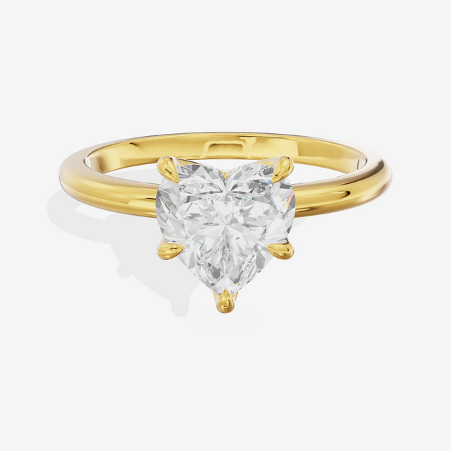 Vowsae Solitaire 1.8mm Heart Six-Prong Engagement Ring in 18K Yellow Gold