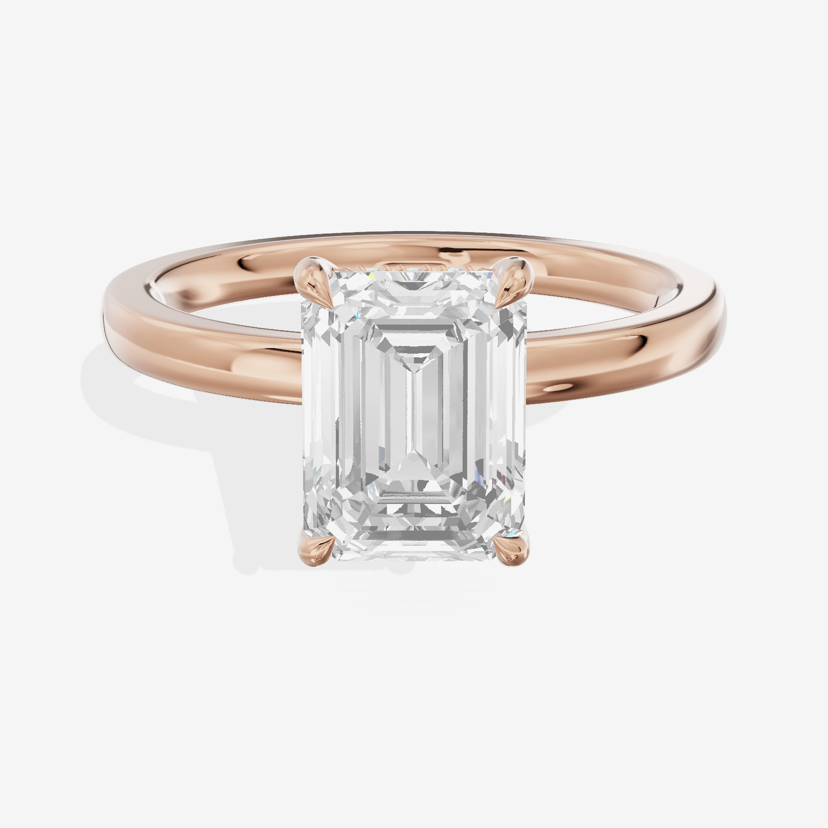 Solea Hidden Halo Emerald Engagement Ring (1/15 ct. tw.) in 18K Rose Gold