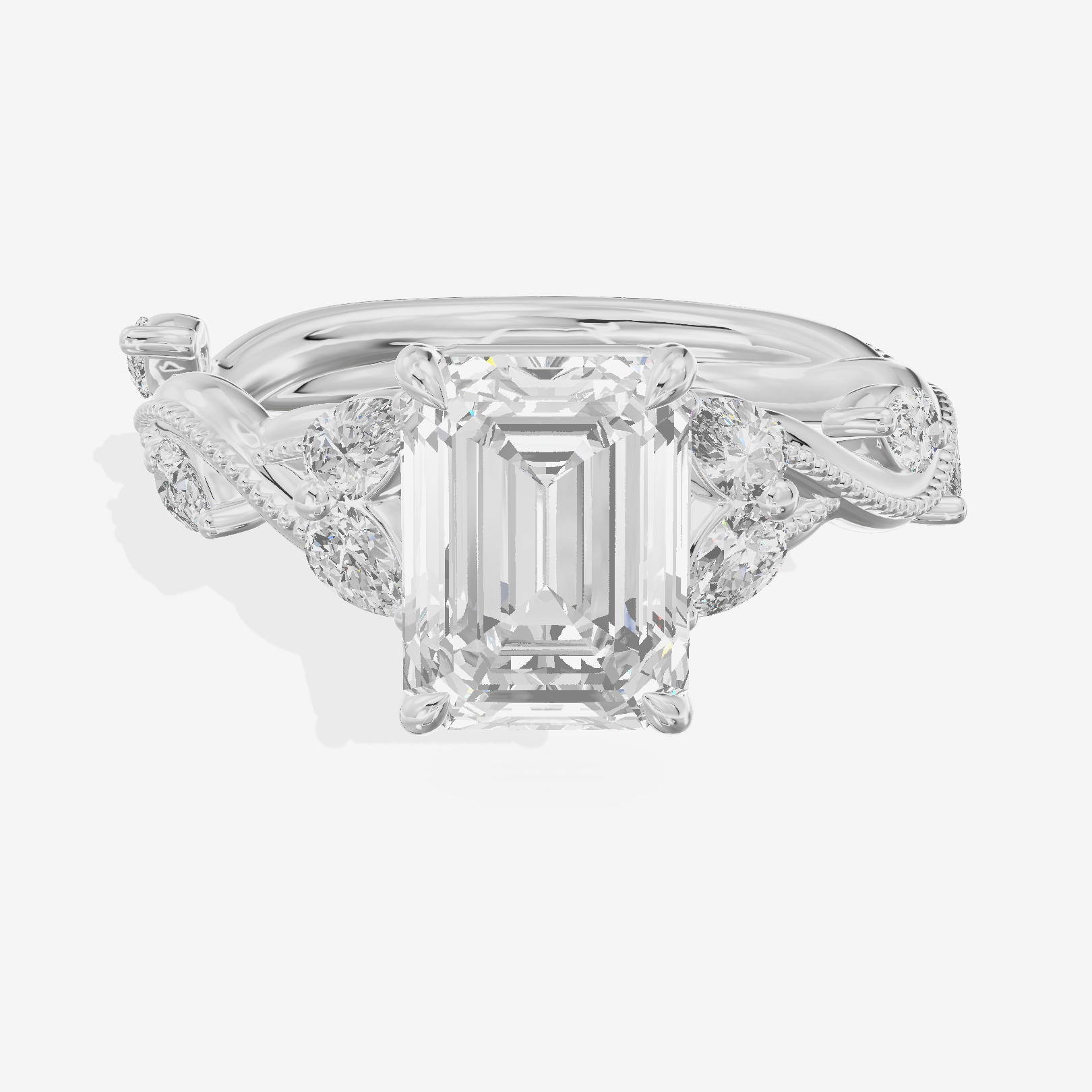Vintage Twine Emerald Engagement Ring (3/8 ct. tw.) in Platinum