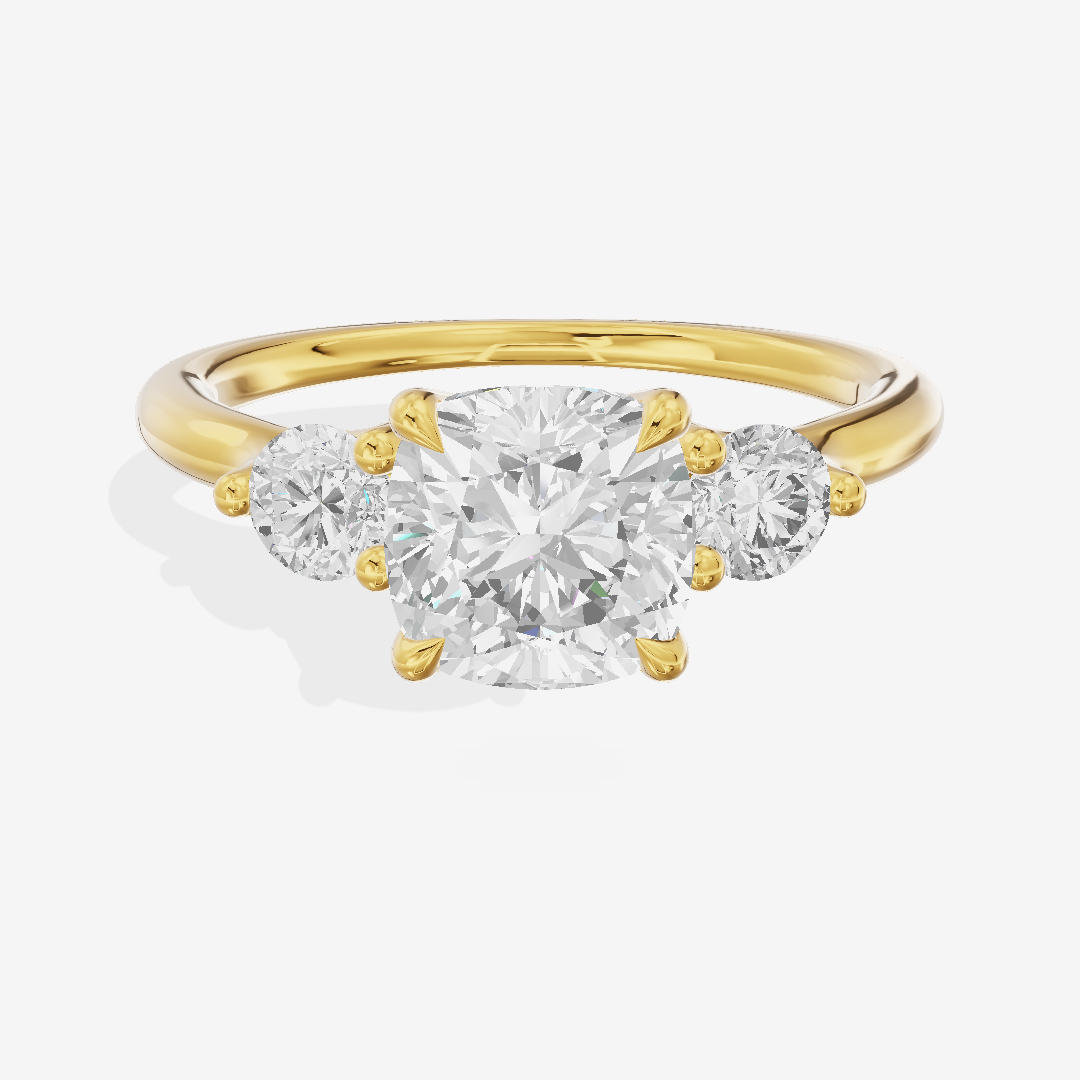 Eternal Vowsae Three Stone Cushion Engagement Ring (1/3 ct. tw.) in 18K Yellow Gold