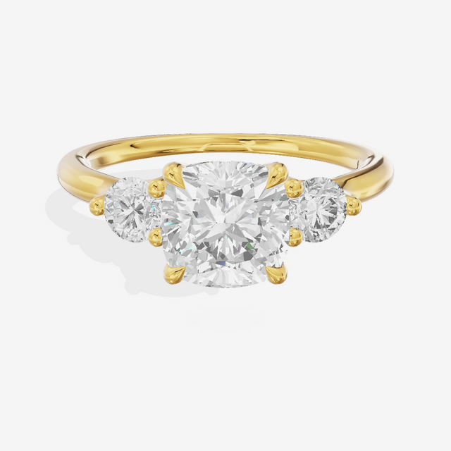 Eternal Vowsae Three Stone Cushion Engagement Ring (1/3 ct. tw.) in 18K Yellow Gold