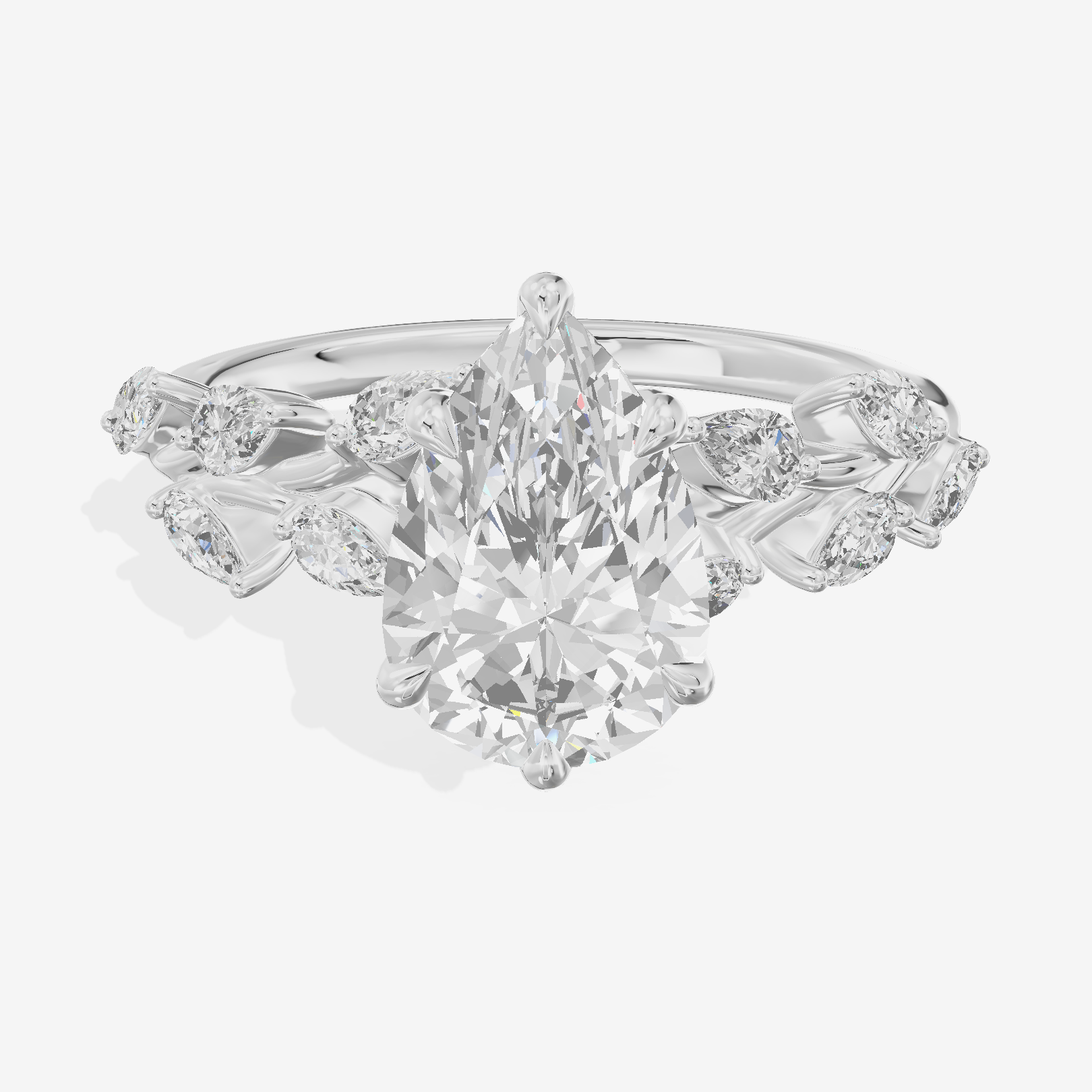 Classic Promezza Pear Engagement Ring with Side Stones (1/2 ct. tw.) in Platinum