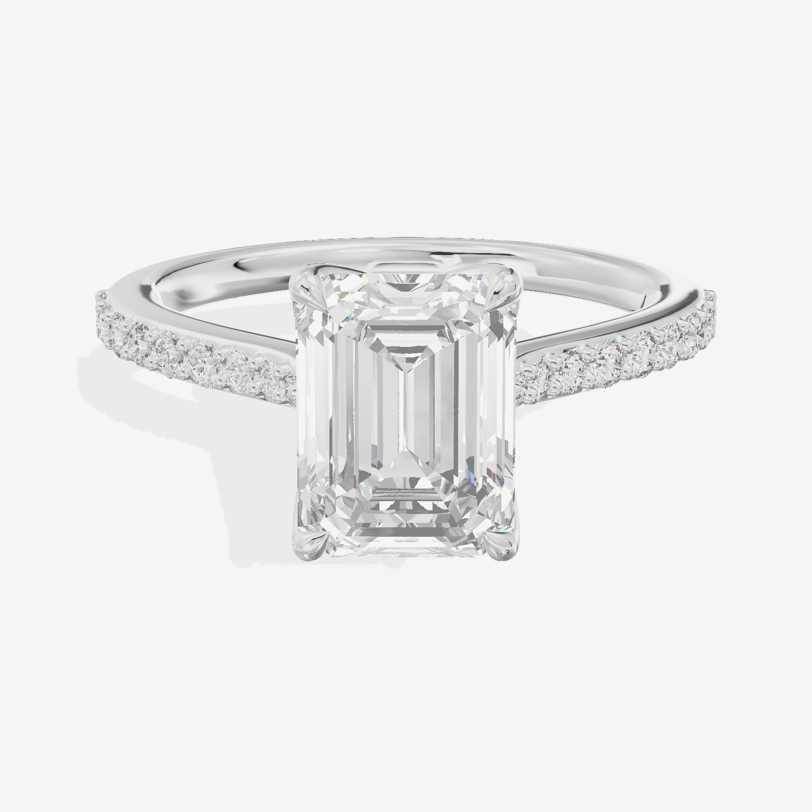 Modern Maia Emerald Engagement Ring with Side Stones (1/5 ct. tw.) in 18K White Gold
