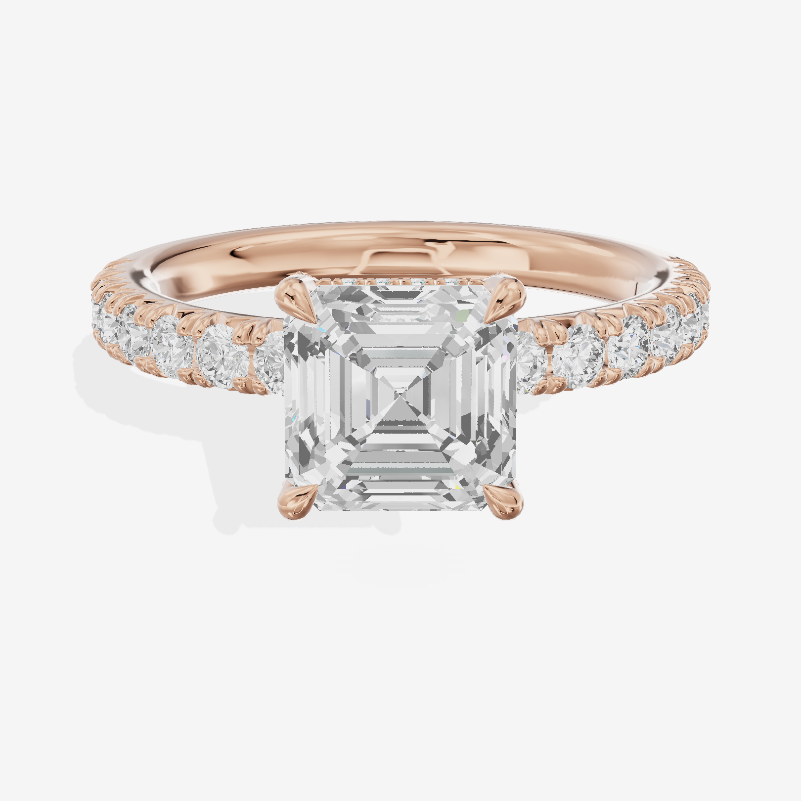 Twined Maia Asscher Engagement Ring with Side Stones (1/2 ct. tw.) in 14K Rose Gold