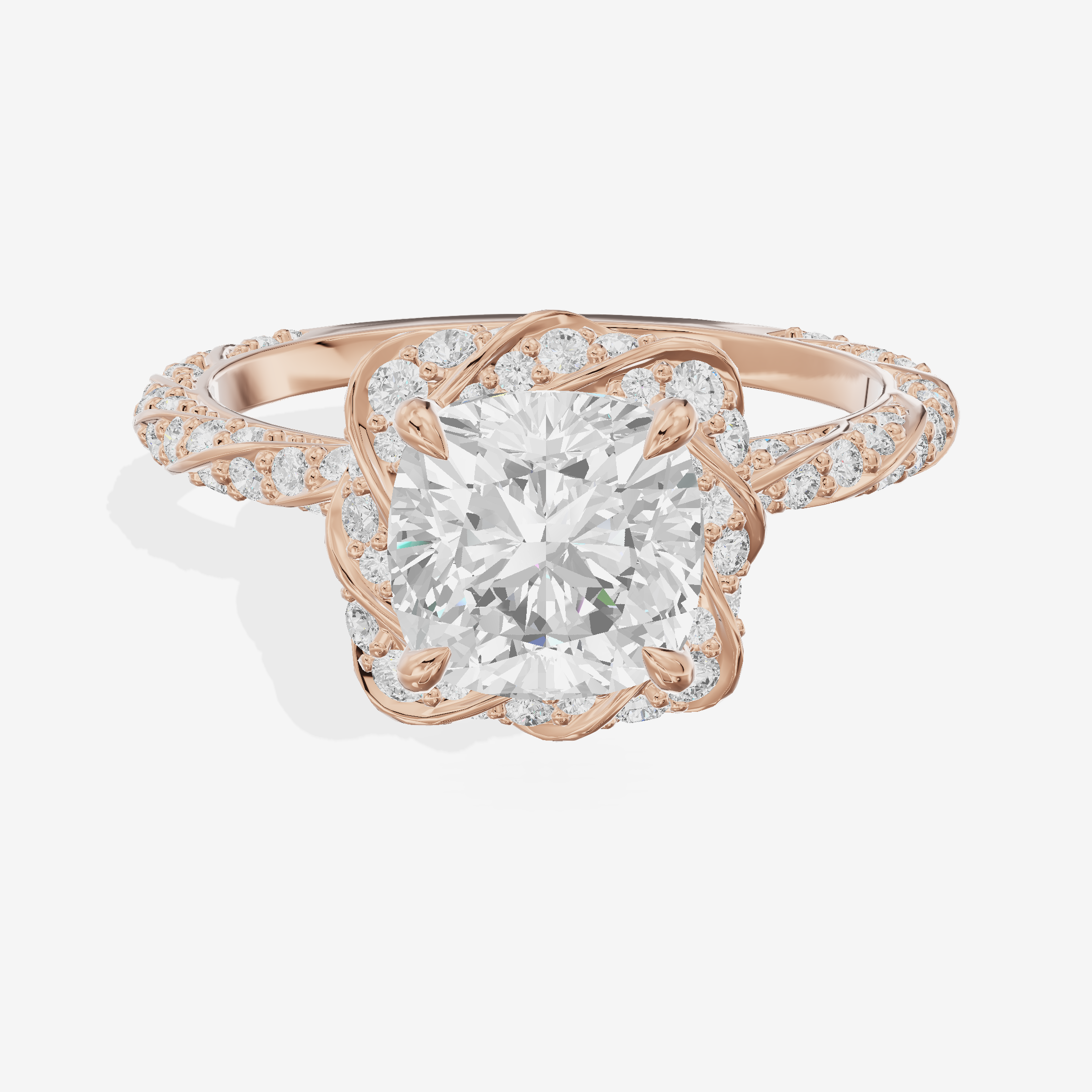 Clusta Hidden Halo Cushion Engagement Ring (1/2 ct. tw.) in 18K Rose Gold