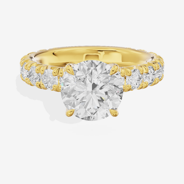 Crowned Sincere Round Engagement Ring with Side Stones (3/4 ct. tw.) in 18K Yellow Gold