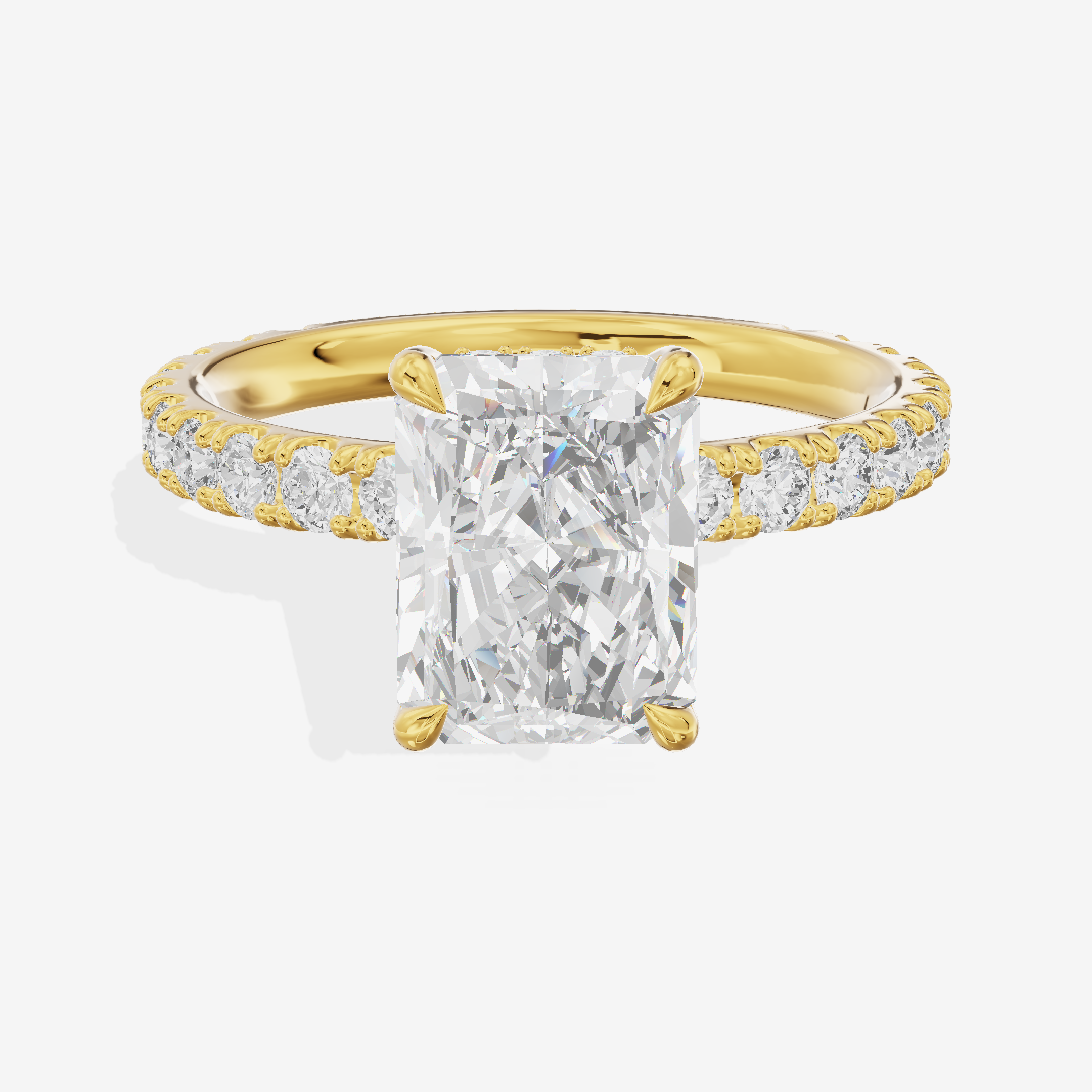 Grand Coeurine Radiant Engagement Ring with Side Stones (3/5 ct. tw.) in 14K Yellow Gold