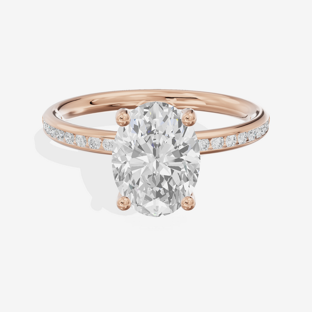 Classic Trellise Oval Engagement Ring with Side Stones (1/8 ct. tw.) in 18K Rose Gold